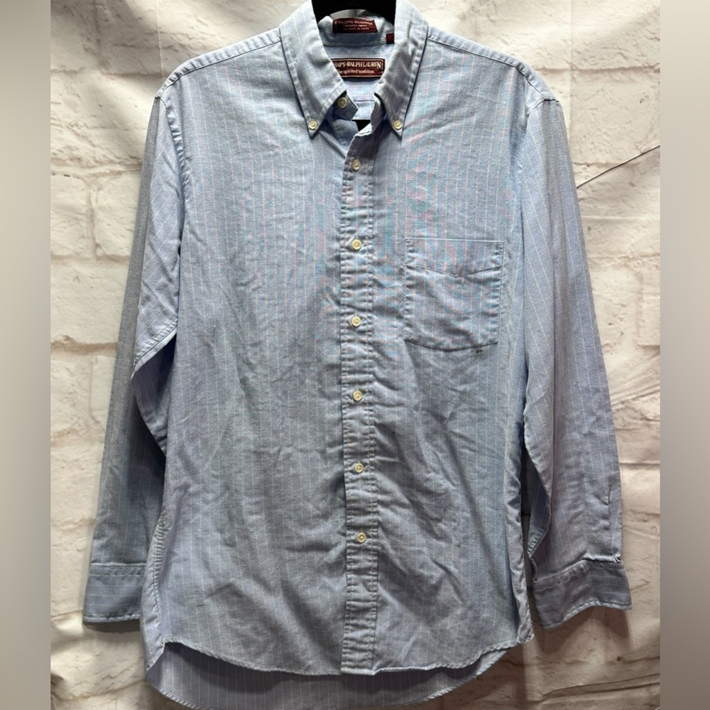 Ralph Lauren CHAPS, vintage mens shirt, 15x32/33, dress shirt,‎ vintage blue